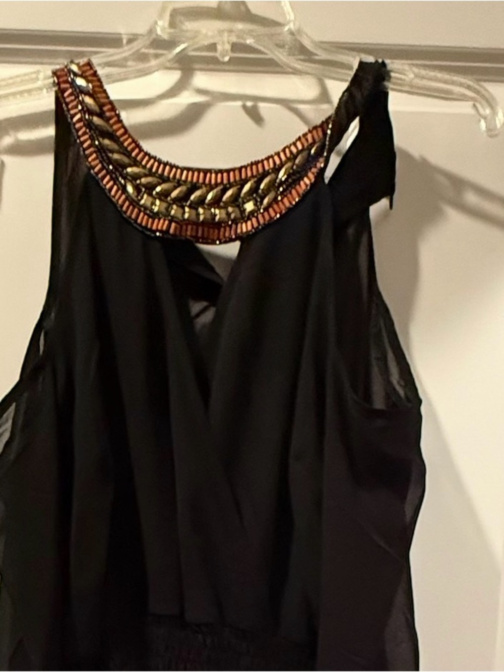 VENUS Black Sleeveless Beaded Neckline Camisole